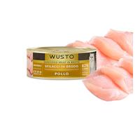 Wusto Épluchures en bouillon pour chats adultes - Aliment humide complet et équilibré, tendres filets en bouillon, haute appétibilité, nutrition naturelle Wusto (85g) (poulet)
