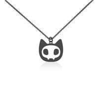 WUSUANED Collier drôle en forme de tête de mort - Bijoux pour amoureux des chats - Cadeau pour fan des animaux, Large, Acier inoxydable, Pas de gemme