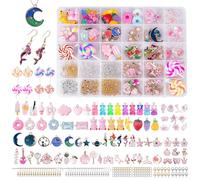 WUSUPU 100 Pièces Pendentifs,Breloque Charms en Resine,Bracelet Charms Set, Breloque avec Boîte de Rangement,Bubble Tea Papillon Ours pour La Fabrication de Bijoux Colliers Bracelets