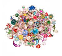 WUSUPU 207Pièces Breloques Creation Bijoux,Breloque pour Bracelet,Mixte Charms Pendentifs,Diy Collier Bracelet pour La Fabrication de Bijoux Lot en Vrac pour Boucles D'oreilles,Fournitures Artisanales