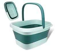 WUSUPU Bassin pour Bain de Pieds Pliable 15L,bassine Pied avec poignée et Rouleaux de Massage |Soins des Pieds et détente |Baignoire pour Pieds,Ergonomique,légère et Peu encombrante - Vert Clair