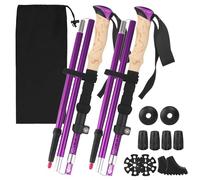 WUSUPU Bâtons de Randonnée,Baton de Marche Pliable,Baton de Marche Nordique Pliable Télescopique Antichoc Antidérapant 115-135 CM,avec 5 Paires de Tampons,pour Homme et Femme Trekking