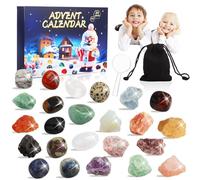 WUSUPU Calendrier de l'Avent 2025 Pierre Précieuse pour Enfants, 24 Jours Noël Calendrier Avent Cristaux Cadeau de Noël pour 4 5 6 7 8 9 10 11 12 Ans Garçons et Filles
