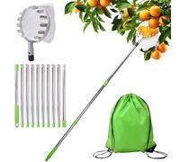 WUSUPU Cueille Fruit Telescopique,Cueilleur de Fruits Amovible,Cueilleur de Fruits Avec Manche Télescopique,Ramasse Fruit de Inox pour la Cueillette des Pommes Oranges Pêches Poires Cerises
