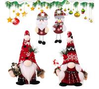WUSUPU Decoration Noel GNOME,2 Noël en Peluche Gnomes,Fait à la Main,Poupée sans Visage Noel Décor avec 2 Pendentif de Noël,Peluche Elfe Christmas Décoration pour Maison Cuisine