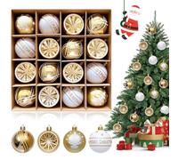 WUSUPU Lot de 16 Boules de Noël,Ornements doré et Blanc,Decoration Noel Sapin,Ensemble de Décoration de Sapin de Noël pour Arbre de Noël Intérieure ou Extérieure,pour Toutes Sortes de Festivals