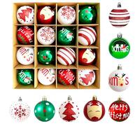 WUSUPU Lot de 16 Boules de Noël,Ornements Rouge, Or et Vert,Decoration Noel Sapin,Ensemble de Décoration de Sapin de Noël pour Arbre de Noël Intérieure ou Extérieure,pour Toutes Sortes de Festivals
