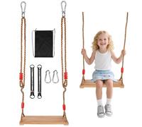 WUSUPU TrapèZe BalançOire Enfants,BalançOire ExtéRieure en Bois,Bascule Exterieur Enfant avec Corde RéGlable,Convient aux Enfants et aux Adultes Qui Ne PèSent Pas Plus de 100 Kilogrammes