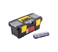 Wusvive Boîte à outils en plastique de 25,4 cm, mallette de rangement à | Charnières métalliques, rangement à 2 couches, loquets sécurisés, poignée renforcée, organiseur de matériel portable