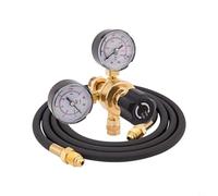 Wusvive Kit régulateur de gaz en cuivre, manomètres avec tuyau de | Corps entièrement en cuivre, double manomètre, bouton de débit réglable, comprend un tuyau en caoutchouc