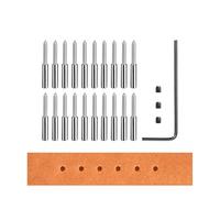 WUTA Perforatrice amovible pour cuir - Tête pointue interchangeable - Outil professionnel pour cuir - Outil de poinçonnage de dents pour cuir (20 têtes de burin)