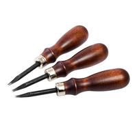 WUTA Set Professionnel de 3 Biseauteurs à Cuir - pour une Coupe Précise - Manche en Bois Ergonomique - Pour la Création en Cuir et la Rénovation(0.8mm + 1.0mm + 1.2mm)