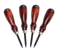 WUTA Set Professionnel de 4 Biseauteurs à Cuir - pour une Coupe Précise - Manche en Bois Ergonomique - Pour la Création en Cuir et la Rénovation(0.8mm + 1.0mm + 1.2mm + 1.4mm)