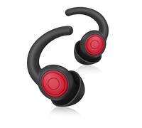 WUTAN Lot de 2 paires de bouchons d'oreilles réutilisables en silicone 38 dB pour dormir, réduction du bruit, réutilisables, pour le sommeil, les voyages, les concerts, le travail (noir et rouge, S/L)