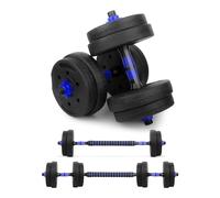 wuuhoo® 2in1 Ensemble d'haltères de fitness Jimmy, ensemble d'haltères courts de 30mm, 10kg, 20kg, 30kg, barre d'haltères courts et barre d'haltères longs avec poids, HomeGym - 20 kg (bleu)