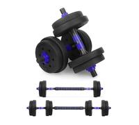wuuhoo® 2in1 Ensemble d'haltères de fitness Jimmy, ensemble d'haltères courts de 30mm, 10kg, 20kg, 30kg, barre d'haltères courts et barre d'haltères longs avec poids, HomeGym - 10 kg (bleu)