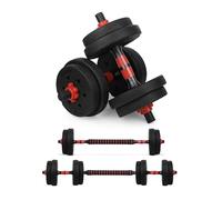 wuuhoo® 2in1 Ensemble d'haltères de fitness Jimmy, ensemble d'haltères courts de 30mm, 10kg, 20kg, 30kg, barre d'haltères courts et barre d'haltères longs avec poids, HomeGym - 10 kg (rouge)