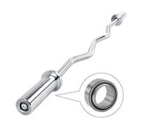 wuuhoo® Barre Curl Diego - 120cm en acier chromé, Barre d'haltère, Jusqu'à 60kg, Compatible avec toutes les plaques olympiques 50mm, Poignées moletées - Équipement de Gym à Domicile