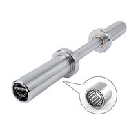 wuuhoo® Barre d'haltère courte Wayne - Barre de Musculation, Acier chromé, jusqu'à 160kg, Compatible avec les plaques olympiques 50mm, Poignées moletées 28 mm - Équipement de Gym à Domicile