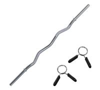 wuuhoo® barre d'haltère curl Franco, 120cm / 140cm barre d'haltère SZ jusqu'à 90 KG, haltère long avec réception de disque olympique 30mm Argent 120 cm