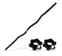 wuuhoo® barre d'haltère curl Gerrit, 120cm / 140cm barre d'haltère SZ jusqu'à 90 KG, haltère long avec réception de disque olympique 25mm, haltère avec poignée moletée noire