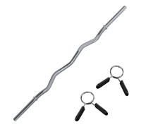 wuuhoo® barre d'haltère longue John - 200cm / 180 cm / 160 cm / 150 cm / 120 cm, 30mm, barre d'haltère en acier chromé, capacité 100kg - fitness pour la maison Barre de Curl Argent 140 cm
