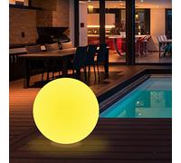 wuuhoo® Boule lumineuse LED "Gloria" - avec 16 couleurs, 8 modes eclairage et télécommande + batterie, Pour intérieur et extérieur, solaire éclairage de jardin et éclairage de jardin 50 cm