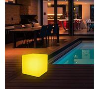 wuuhoo® Cube solaire LED "Kubi" - avec 16 couleurs et télécommande + batterie, Pour intérieur et extérieur, LED cube solaire éclairage de jardin et de la terasse 30 x 30 x 30 cm