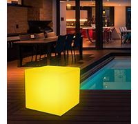 wuuhoo® Cube solaire LED "Kubi" - avec 16 couleurs et télécommande + batterie, Pour intérieur et extérieur, LED cube solaire éclairage de jardin et de la terasse 20 x 20 x 20 cm