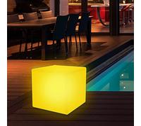 wuuhoo® Cube solaire LED "Kubi" - avec 16 couleurs et télécommande + batterie, Pour intérieur et extérieur, LED cube solaire éclairage de jardin et de la terasse 40 x 40 x 40 cm