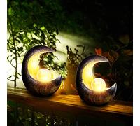 wuuhoo® Décoration Solaire "Lamia" - en forme de Croissant de lune, Lampe décorative LED pour jardin, terrasse et couloir, Croissant de lune avec sphère lumineuse, Imperméable IP44, Déco d'extérieur