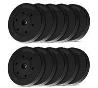 wuuhoo® disques d'haltères en Ciment Mike 30mm, Set 20kg - 30kg, revêtu en Noir, 1,25, 2,5, 5, 10 kg, disques de Poids en Plastique pour haltères Longs, Fitness à Domicile - Set 4-25kg