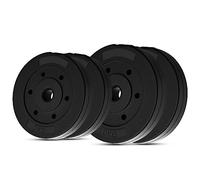 wuuhoo® disques d'haltères en Ciment Mike 30mm, Set 20kg - 30kg, revêtu en Noir, 1,25, 2,5, 5, 10 kg, disques de Poids en Plastique pour haltères Longs, Fitness à Domicile - Set 3-30kg