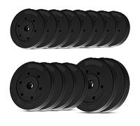 wuuhoo® disques d'haltères en Ciment Mike 30mm, Set 20kg - 30kg, revêtu en Noir, 1,25, 2,5, 5, 10 kg, disques de Poids en Plastique pour haltères Longs, Fitness à Domicile - Set 1-30kg