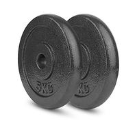 wuuhoo® disques d'haltères Manuel 27/29mm - set de 2 poids d'haltères longs, poids pour barres d'haltères 1" pouce, disque d'haltères revêtu en fonte grise, appareil de fitness pour la maison