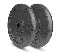 wuuhoo® disques d'haltères Manuel 27/29mm - set de 2 poids d'haltères longs, poids pour barres d'haltères 1" pouce, disque d'haltères revêtu en fonte grise, appareil de fitness pour la maison