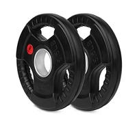 wuuhoo® Disques d'haltères Olympiques Jan - Plaques de Poids, Set de 2 pièces, Plaque de Caoutchouc Solide Noir et avec des poignées - Équipement de Gym à Domicile