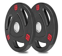 wuuhoo® Disques d'haltères Olympiques Ray- Plaques de Poids, Set de 2 pièces, Plaque de caoutchouc solide noir et avec des poignées - Équipement de Gym à Domicile