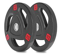 wuuhoo® Disques d'haltères Olympiques Ray- Plaques de Poids, Set de 2 pièces, Plaque de caoutchouc solide noir et avec des poignées - Équipement de Gym à Domicile