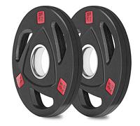 wuuhoo® Disques d'haltères Olympiques Ray- Plaques de Poids, Set de 2 pièces, Plaque de caoutchouc solide noir et avec des poignées - Équipement de Gym à Domicile