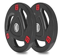 wuuhoo® Disques d'haltères Olympiques Ray- Plaques de Poids, Set de 2 pièces, Plaque de caoutchouc solide noir et avec des poignées - Équipement de Gym à Domicile