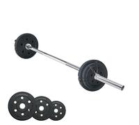 wuuhoo® Ensemble Barre d'haltère Longue & disques d'haltères Marcel, 26kg-60kg, disques d'haltères en Ciment 30mm revêtus, 120cm - 200cm (l) 60kg - 4x2,5 | 6x5 | 2x10 | 150cm