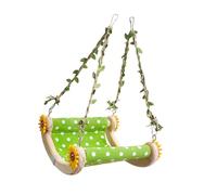 WUUISDNX Balançoire pour Oiseaux, hamac Suspendu en Bois Massif et Toile Douce, idéal pour l'exercice et Le Divertissement des perroquets et des cacatoès. Nid d'oiseau en Toile et perchoir Bois.