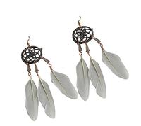 WUUISDNX Boucles d'oreilles bohèmes 1 paire avec attrape-rêves Design Fashion Vintage, Gris
