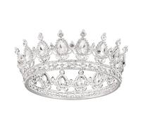 WUUISDNX Couronne de cheveux galvanisée, diadème à motif délicat pour reine médiévale, lustre métallique en alliage, diadèmes de couronne de cheveux de mariage, Base argent + diamant blanc