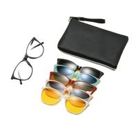 WUUISDNX Lunettes de soleil polarisées à clip magnétique pour homme et femme, monture ronde en polycarbonate, résistantes à l'usure, 2340D