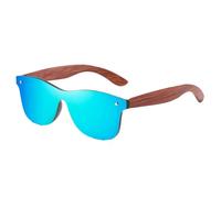 WUUISDNX Lunettes de soleil polarisées rétro pour femmes, élégantes, monture en bois naturel et lentilles colorées légères, Options unisexes, bleu