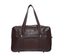 WUUISDNX Sac d'école en cuir de qualité supérieure pour uniforme d'étudiant, sac à main japonais léger pour ordinateur portable, sac à bandoulière décontracté en PU, Café