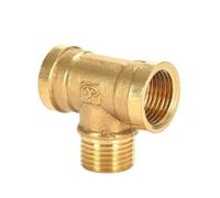 WUUKEPSG 1Pc 4 Ways Brass Pipe Fittings Equal Female Connector 1/8" 1/4" 3/8" Bsp Female Thread,For Grease System Hydraulic System/Tan/1/2"