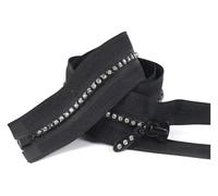 WUUKEPSG Fermeture Éclair Décorative En Résine Et Strass N° 5, 50/60/70 Cm, À Curseur Double, Pour Vestes, Sacs Et Vêtements, Accessoires de Couture Et de Loisirs Créatifs./Black/6.125